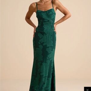 Lulu's Dark Green Floral Maxi Dress